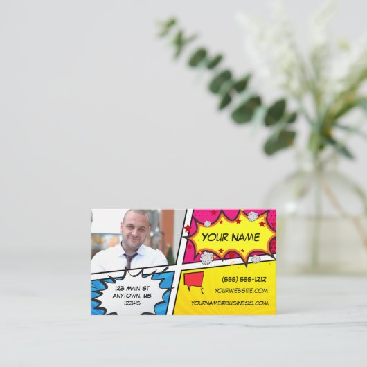 Comic-BuchSuperhero Visitenkarte (Stehend Vorderseite)