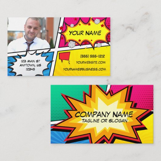 Comic-BuchSuperhero Visitenkarte (Vorne/Hinten)