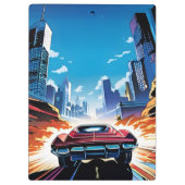 Comic Buchtwagen schnell fahren Klemmbrett (Rückseite)