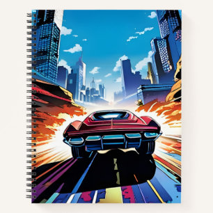 Comic Buchtwagen schnell fahren Notizblock