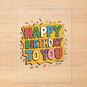 Comic Burst Alles Gute zum Geburtstag Acryleinladungen