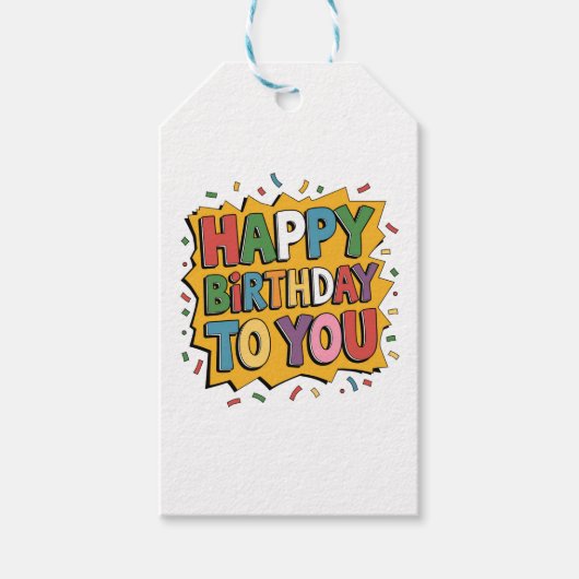 Comic Burst Alles Gute zum Geburtstag Geschenkanhänger (Vorderseite)
