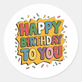 Comic Burst Alles Gute zum Geburtstag Runder Aufkleber