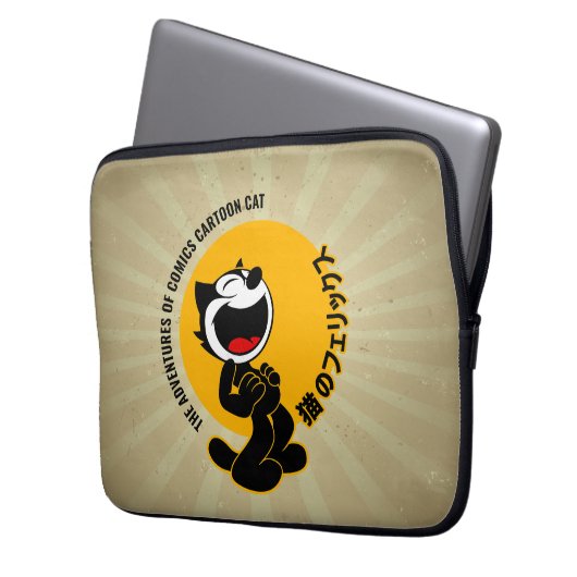 Comic Cartoon Cat | 13" Laptopschutzhülle (Vorderseite Links)