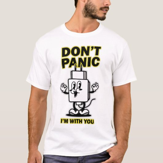 Comic-Cartoon-Ladegerät: Panik beim Design vermeid T-Shirt (Vorderseite)
