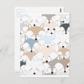 Comic Cartoon niedlicher Fuchs oder Wolfsmuster Postkarte (Vorne/Hinten)