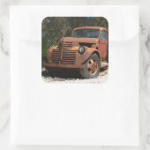 Comic Cartoon Rusty Alte LKW Outback Australien Quadratischer Aufkleber (Tasche)