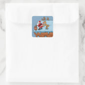 Comic cartoon Santa Claus christmas Quadratischer Aufkleber (Tasche)