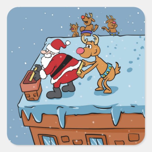 Comic cartoon Santa Claus christmas Quadratischer Aufkleber (Vorderseite)