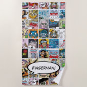 Comic Characters Grid Pattern Speech Ballon Name Strandtuch (Vorderseite)