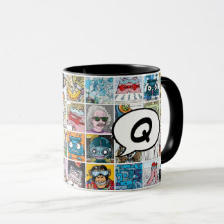 Comic Characters Pattern Speech Ballon Initial M Tasse