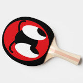 Comic-Charakter mustert lustiges Lachen Tischtennis Schläger (Seitenansicht)