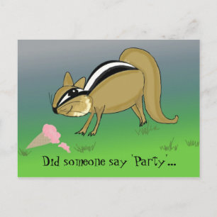 Comic-Chipmunk mit Eiscreme-Tüte Postkarte