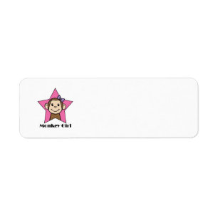 Comic-Clip-Art-Lächeln-Affen-Mädchen-Rosa-Stern-Sc