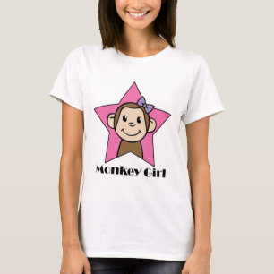 Comic-Clip-Art-Lächeln-Affen-Mädchen-Rosa-Stern-Sc T-Shirt
