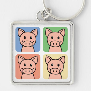 Comic-Clip-Art Lachendes Ferkel Schwein Schweine! Schlüsselanhänger
