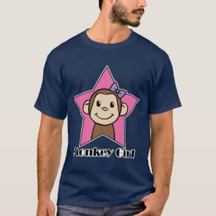 Comic-Clipart lächelnder Affe Mädchen rosa Stern S T-Shirt