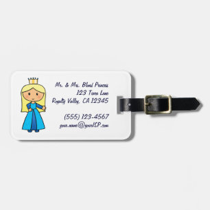 Comic-Clipart Süße blonde Prinzessin im blauen Kle Gepäckanhänger