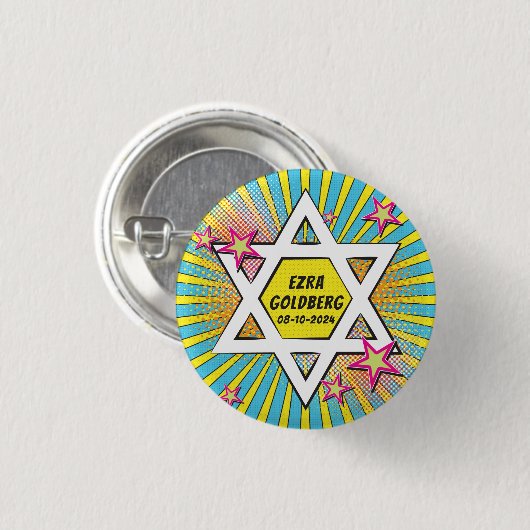 Comic Comic Book Bar or Bat Mitzvah personalisiert Button (Vorne & Hinten)
