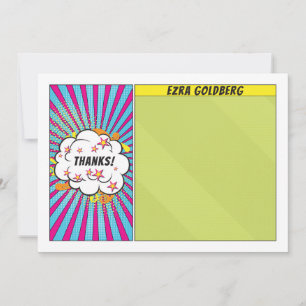 Comic Comic Book Bar or Bat Mitzvah Vielen Dank Dankeskarte