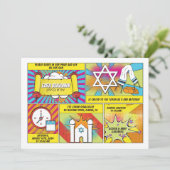 Comic Comic Buch Bar Mitzvah oder Bat Mitzvah Einladung (Stehend Vorderseite)