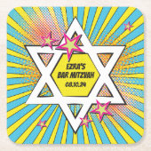 Comic Comic Buch Bar Mitzvah Star von David Rechteckiger Pappuntersetzer (Vorderseite)