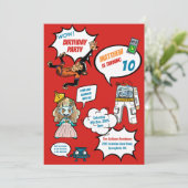 Comic Cool Superhero Party Geburtstag Einladung (Stehend Vorderseite)