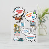 Comic Cool Superhero Party Geburtstag Einladung (Stehend Vorderseite)