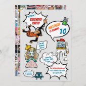 Comic Cool Superhero Party Geburtstag Einladung (Vorne/Hinten)