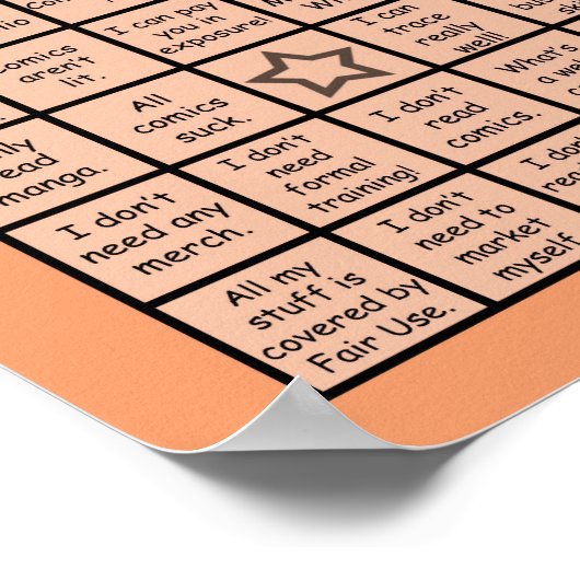 Comic Creator Rookie Mistakes Bingo Poster (Ecke)