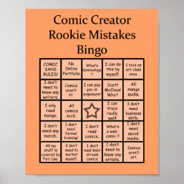 Comic Creator Rookie Mistakes Bingo Poster