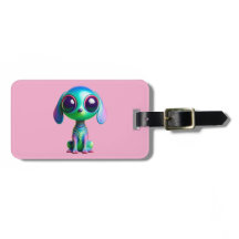 Comic Critter Space Alien Puppy Luggage Tag