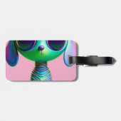 Comic Critter Space Alien Puppy Luggage Tag Gepäckanhänger (Rückseite horizontal)