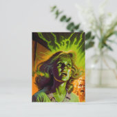 Comic-Deckwerk-Retro für Pulp-Horror der 80er Jahr Postkarte (Stehend Vorderseite)