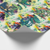 Comic Dinosaur Geburtstagsparty Comic Trex Geschenkpapier (Ecke)