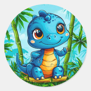 Comic-Dinosaur Spaß Kinder Geschenk, Verspieltes T Runder Aufkleber