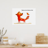 Comic Dog und Vogel auf Schwanz Poster (Küche)
