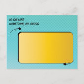 Comic Dot Save the Date Ankündigungspostkarte (Rückseite)