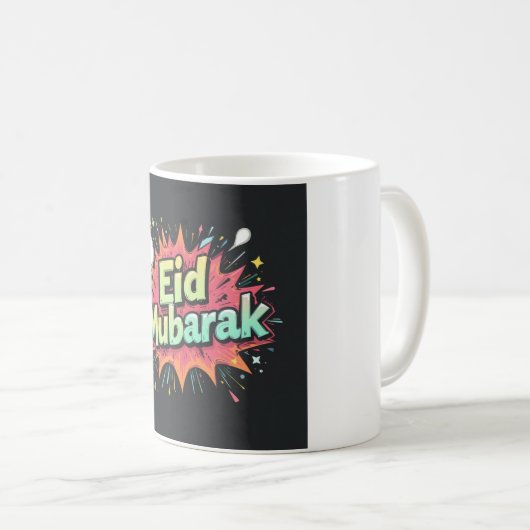 Comic Eid Mubarak Explosionsdesign Kaffeetasse (VorderseiteRechts)