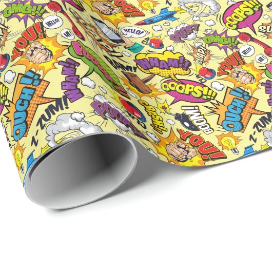 Comic Elements Farbiges Muster Geschenkpapier (Rolleneckpunkt)