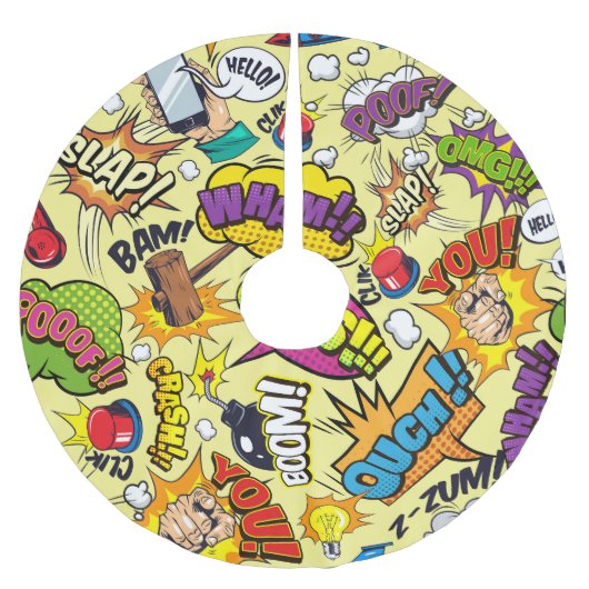 Comic Elements Farbiges Muster Polyester Weihnachtsbaumdecke (Vorderseite)