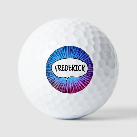 Comic-Explosion personalisierter Name Trendy Golfball (Vorderseite)