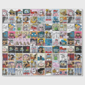 Comic Farbenfrohe Fun Characters Grid Pattern Part Geschenkpapier (Flach)