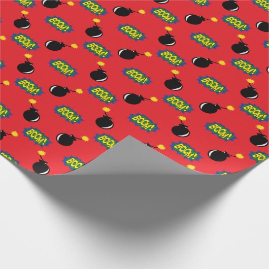 Comic Funny Smart Big Ideas Boom Bombs Red Geschenkpapier (Ecke)