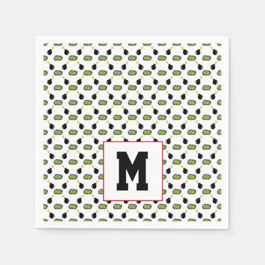 Comic Funny Superhero Boom Bomb Intelligente INITI Serviette (Vorderseite)