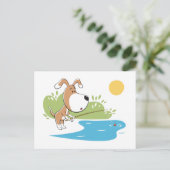 Comic Funny Süßer Hund Welpe Fischen Postkarte (Stehend Vorderseite)
