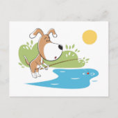 Comic Funny Süßer Hund Welpe Fischen Postkarte (Vorderseite)