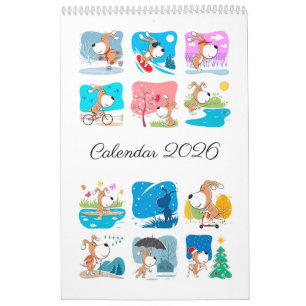 Comic Funny Süßer Welpe Hundeliebhaber 2026 Kalender