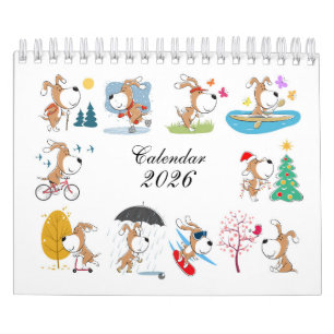 Comic Funny Süßer Welpen-Hundeliebhaber 2026 Kalen Kalender