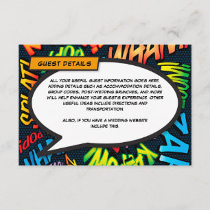 Comic für Hochzeiten - Details zur Unterkunft Begleitkarte